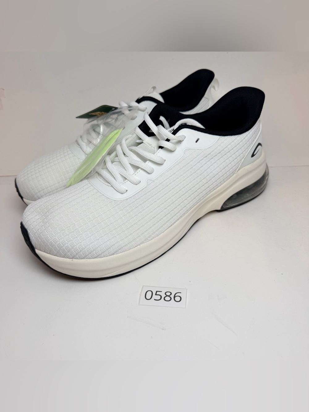AOV White Athletic Sneakers with Black Collar